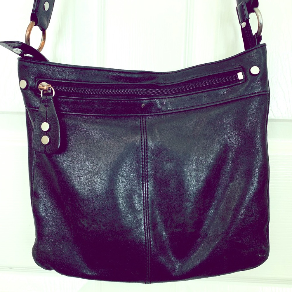 Ellington Black Leather Crossbody Bag